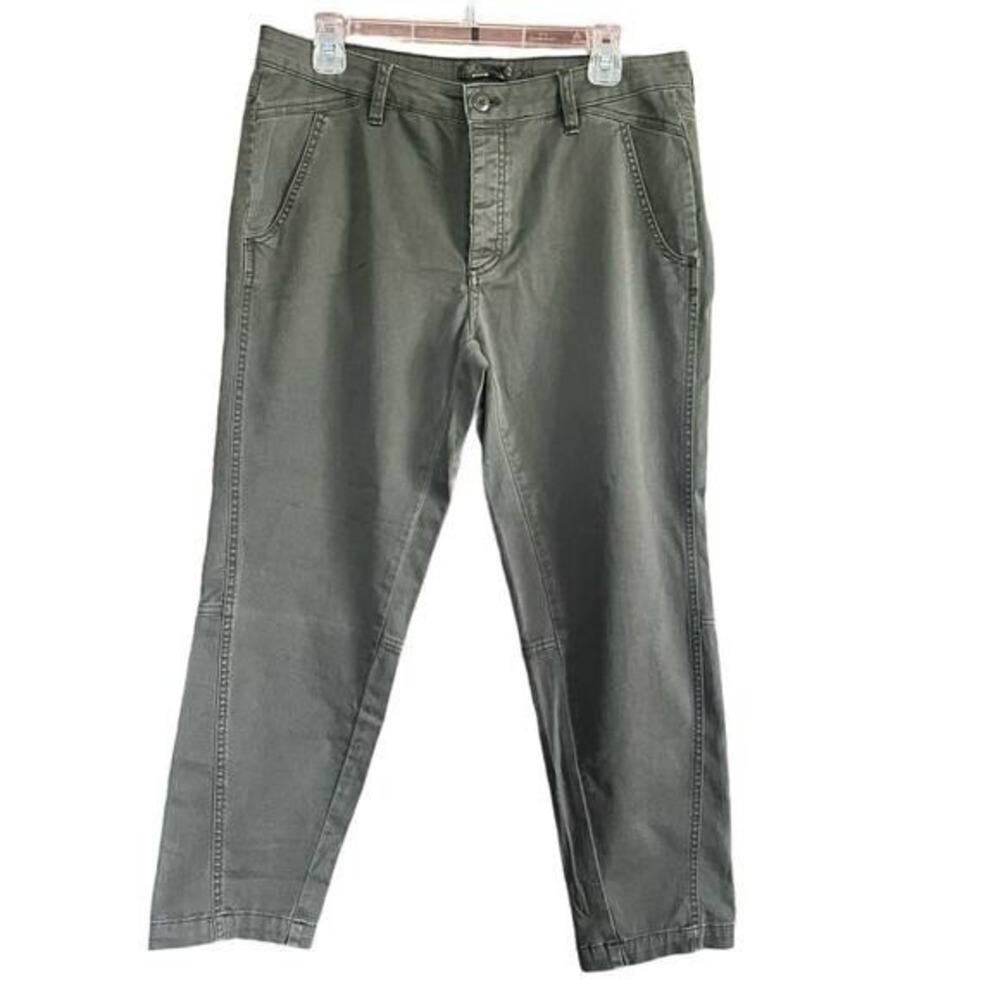 Prana Size 12 Olive Green Cotton Halle Straight Leg Hiking Utility Pants (L369)